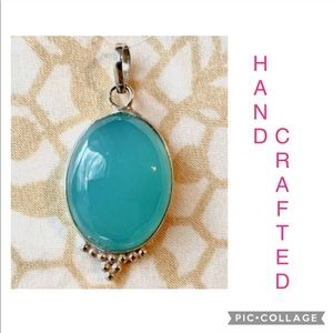💥HOST PICK💥 Teal gem set in silver hand made pendant
